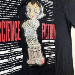 Vintage Tezuka Osamu Astro Boy Mighty Atom Lenticular Graphic Tee Black M