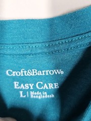 Croft & Barrow Men’s Henley Shirt Easy Care Teal Green Short Sleeve Size Large