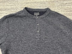 GUESS T Shirt Mens Medium Thermal Henley Solid Gray Cotton Poly Blend Waffle