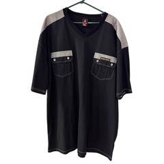 Red Ape Men’s 4XL Black V-Neck Utility Pocket Shirt NWT Y2K Streetwear
