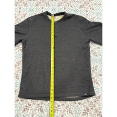 LIV Outdoor Mens Waffle Knit Sherpa Lined Henley Shirt Charcoal Gray Large