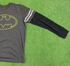 Batman T Shirt Mens Large DC Comics Superhero Raglan LongSleeve Bat Signal Y2K