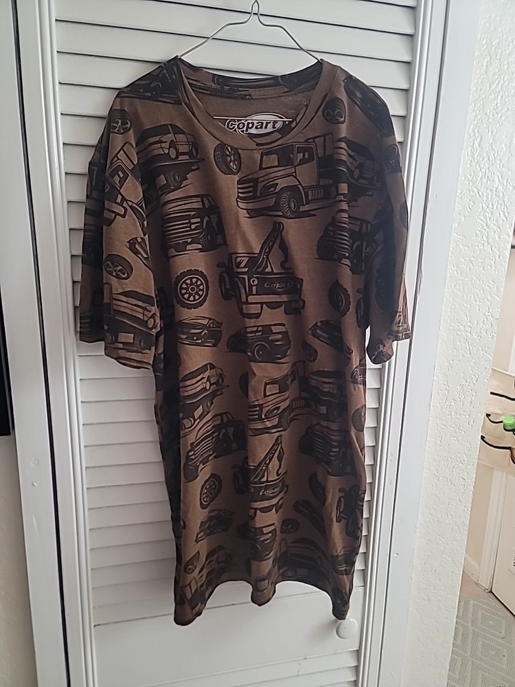 Copart Tee Shirt Men’s Size Medium Trucks Cars Autos All Over Print Mint