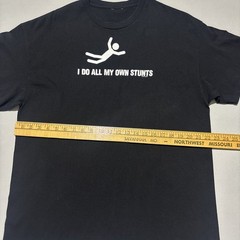Vintage Y2K All My Own Stunts Black XL Funny Word Graphic T-Shirt
