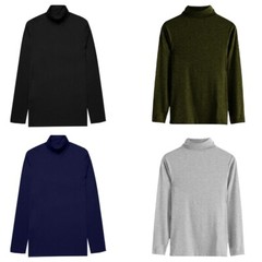 Mens Roll Neck Cotton Lightweight Turtle Funnnel Neck Jumper Long Sleeve tops