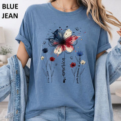 Comfort Colors American Floral Shirt Patriotic Wildflower USA 250th Tee