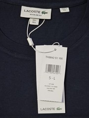 Lacoste Men’s Regular Fit Navy Blue Logo Striped T-shirt Large