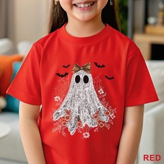 Halloween Lace Ghost Shirt, Cute Floral Ghost Shirt, Spooky Fall Floral, 203651