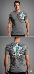 ARCHAIC by AFFLICTION Silver ARMY ANT Short Sleeve Slim Fit Y2K T-shirt NWT