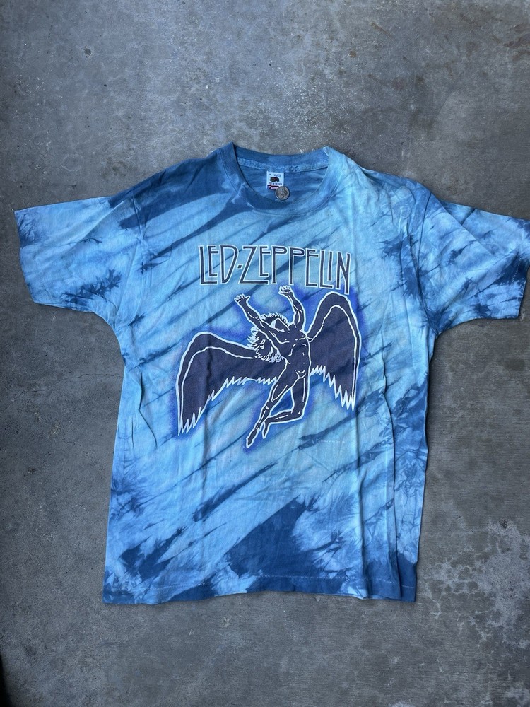 Vintage 80s Led Zeppelin Swan Song Tie Dye Single Stitch Band T Shirt XL