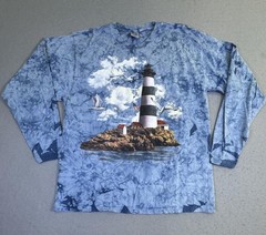 Back To Earth Shirt Mens XL Tie Dye Lighthouse Seagulls Graphic Long Sleeve