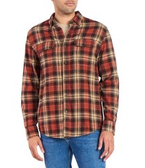 Classic-Fit Flannel Shirt 100% Cotton Plaid New Fashion Brown Orange