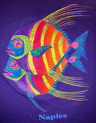 Vtg NAPLES FLORIDA T Shirt NEON FISH 80s-90s Y2K USA MADE Mens L LARGE Purple