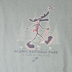 Acadia National Park T Shirt Mens Medium Green Nature Outdoors Hiking Animals