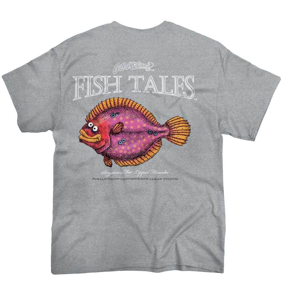 Gill McFinns Fishing Gift Cartoon Fisherman Crewneck T Shirt Tee Men or Women