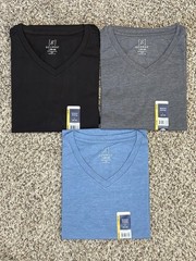 New George 3-PACK Men’s V-Neck T-shirt Tee Moisture Wicking Sz 42-44 LARGE (G1)