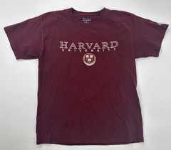 Champion Harvard T Shirt Medium Maroon College Crest Tee Campus Logo Ivy League