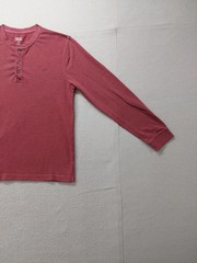 Izod Saltwater Men T Shirt M Oxblood Long Sleeve Crew Neck Button Logo Casual