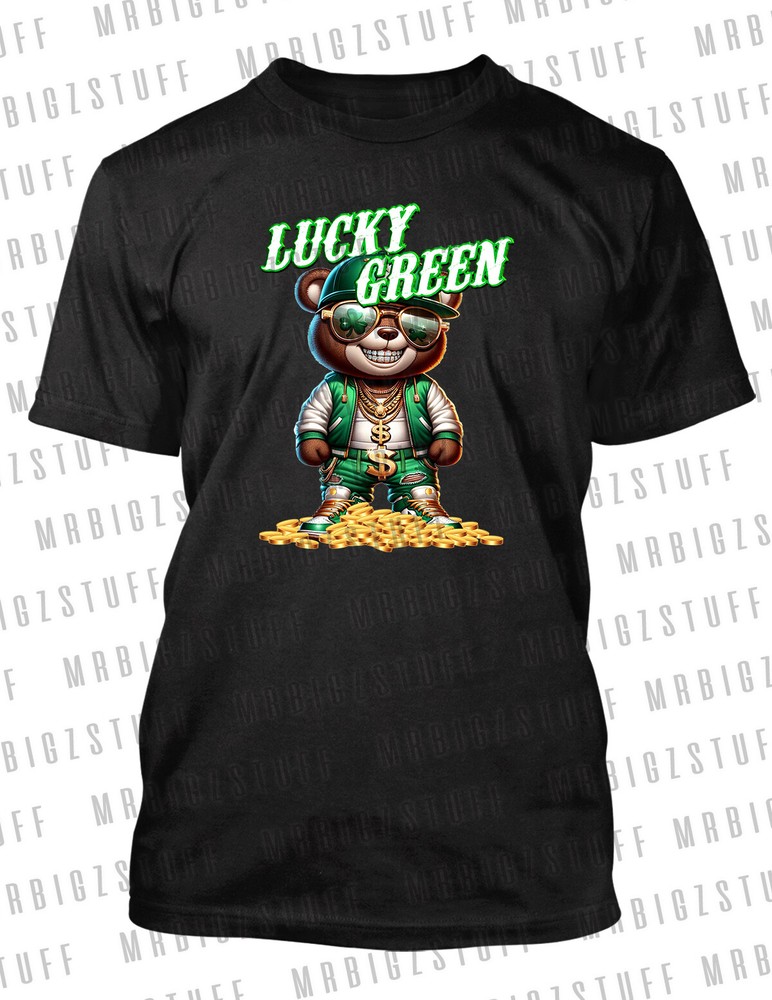 Lucky Green Bear Drip Big Tall Sm Sneaker Tee Shirt To Match Green Shoes Graphic