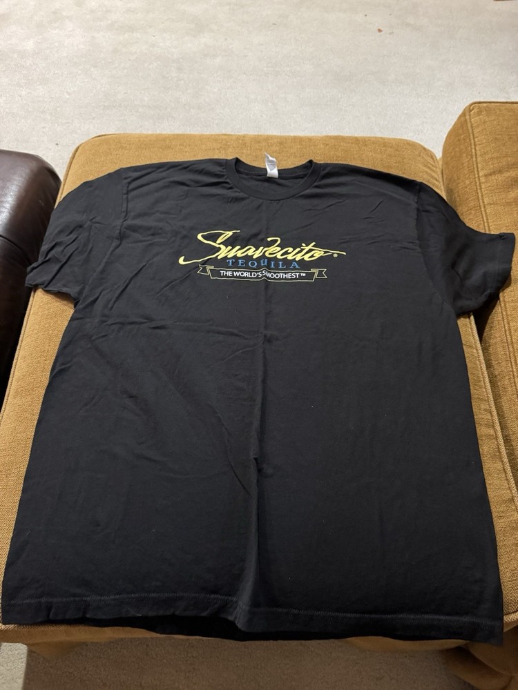 Suavecito Tequila Very Smooth Adult 2XL Black Novelty Logo T-Shirt by Gildan