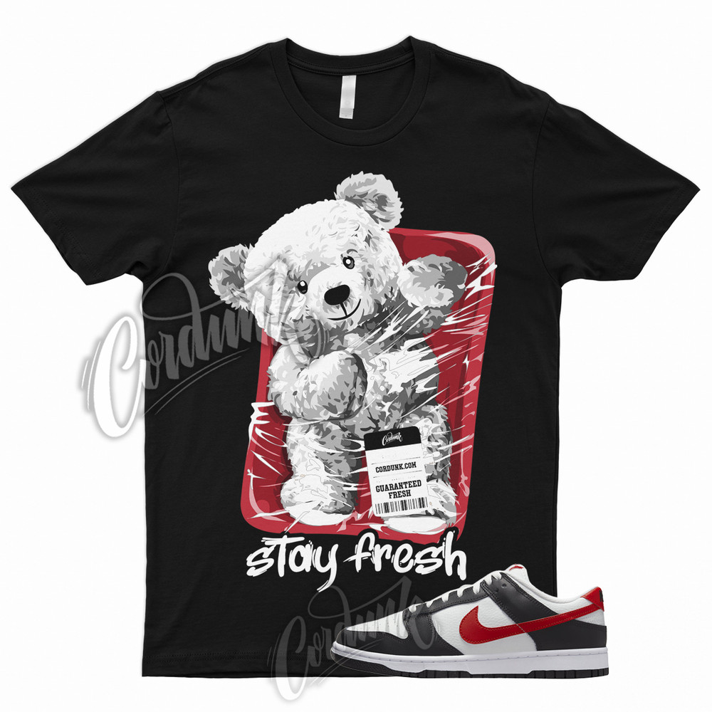 STAY T Shirt for Dunk Low Black Red Varsity University Panda White EMB Bred 1
