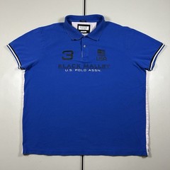 y2k US Polo Assn. USPA Black Mallet Graphic Polo Shirt Men’s Size 2XL Blue
