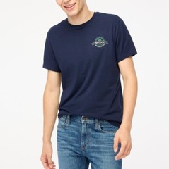 New J Crew Factory Men T-shirt Graphics Navy Short Sleeve Crew Neck Cotton S M L