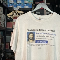 Sz L – Vintage Y2K Jesus Tee – Facebook Friend Request Jesus Shirt – Kerusso