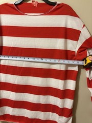 Where’s Waldo Men’s Red And White Striped Long Sleeve T Shirt Size L/XL
