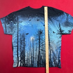 Tony Hawk Mens XXL Graphic T-Shirt Blue Forest Night Sky Birds Nature Print