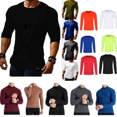 Mens Casual Soild Color Pullover Tops Undershirts Long Sleeve Sweatshirts