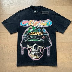 Godspeed Skeleton soldier chain helmet printing Tee Mens Cotton T-shirt
