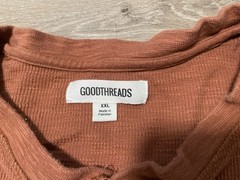 Goodthreads Shirt Mens Sz 2XL Red Maroon Long Sleeve Waffle Knit Comfort Casual