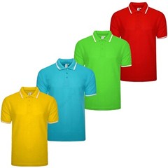 4 Pack Mens Polo Shirt Short Sleeve Tipping Plain Pique Top Casual TShirt Tee