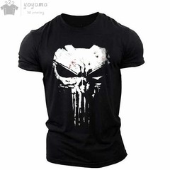 The Punisher T-Shirt Mens 3D Print Tee Military Patriotic Skull Streetwear Shirt