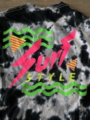 Surf Style Tie Dyed Navy Blue And White Short Sleeved T-shirt Tee Medium