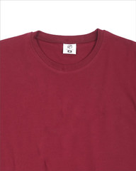 Mens Cotton Crew Neck Athletic Short Sleeve Curved Hem Plain Maroon T-Shirt