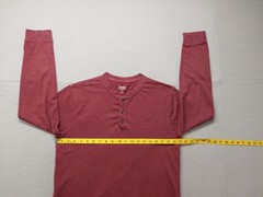 Izod Saltwater Men T Shirt M Oxblood Long Sleeve Crew Neck Button Logo Casual