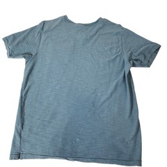 Free Planet Mens V-Neck Pocket Tee Faded Blue Slub Knit 100% Cotton Large