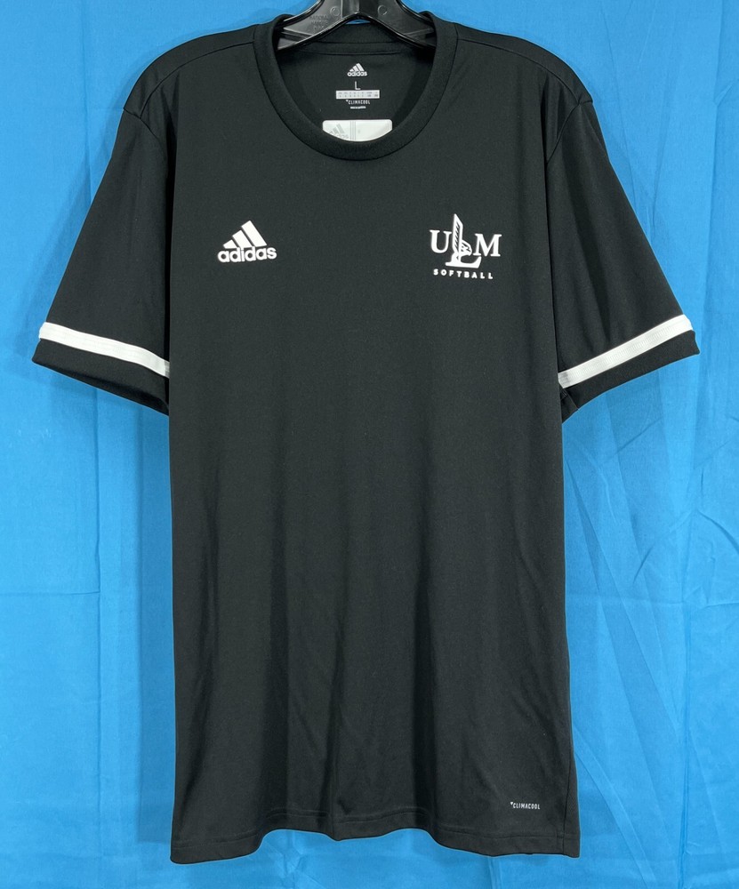 ADIDAS Climacool BLACK/WHITE Poly Knit ULM SOFTBALL Men’s SHORT SLEEVE T-Shirt L