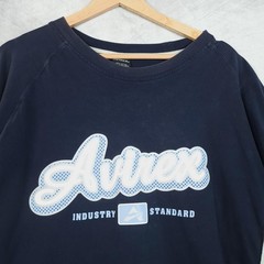 Avirex Shirt Mens XL Blue Colorblock Industry Standard Logo Graphic Tee Y2K