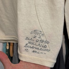 Scotch & Soda Shirt Mens 40 Cream Union Suit Graphic Long Sleeve V-Neck Cotton