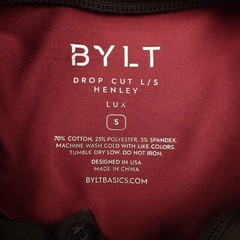 BYLT Shirt Mens Small Maroon Drop Cut Long Sleeve Henley LUX Stretch Casual-