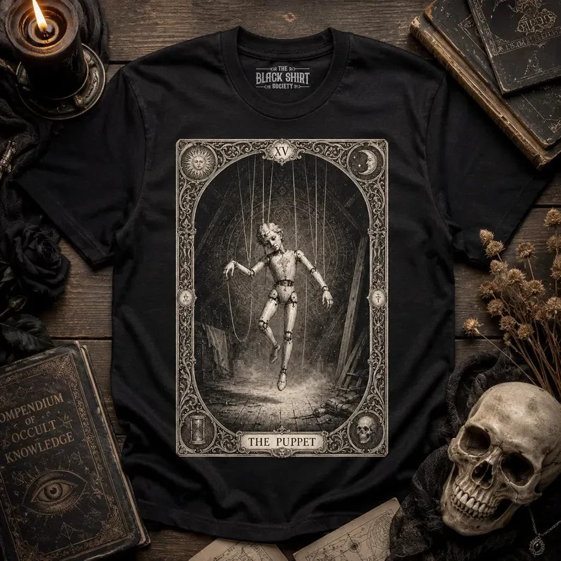 Gothic Marionette Tarot T-Shirt | Victorian Horror Doll Apparel