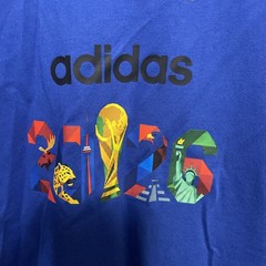 Adidas Mens Linear T-Shirt Team Royal Blue Cotton Graphic Logo print 2026 wc 10