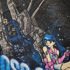 Macross City Anime T-Shirt XXL Robotech Mecha Valkyrie Minmay Graphic Tee Black