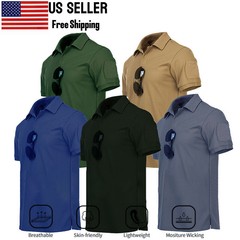 Mens Tactical Polo T-Shirt Quick Dry Combat Short Sleeve Work Team Casual Shirt