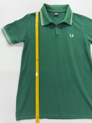 Fred Perry Mens Green Polo Shirt Size M Cotton Ribbed Collar Cuffs