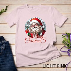 Jolly Stained Glass Santa Claus Face Graphic Tee Funny Christmas Unisex T-shirt