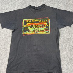 80s Levi Strauss T-Shirt Men Small Black Graphic Utility Outdoors Vintage